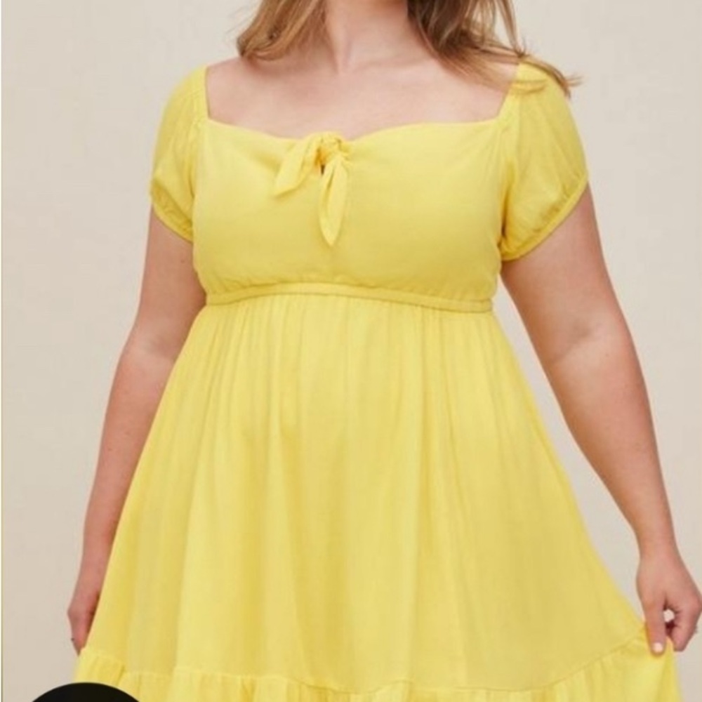 Torrid Yellow Puff Sleeve Skater Dress, NWT! Size 0 L 12